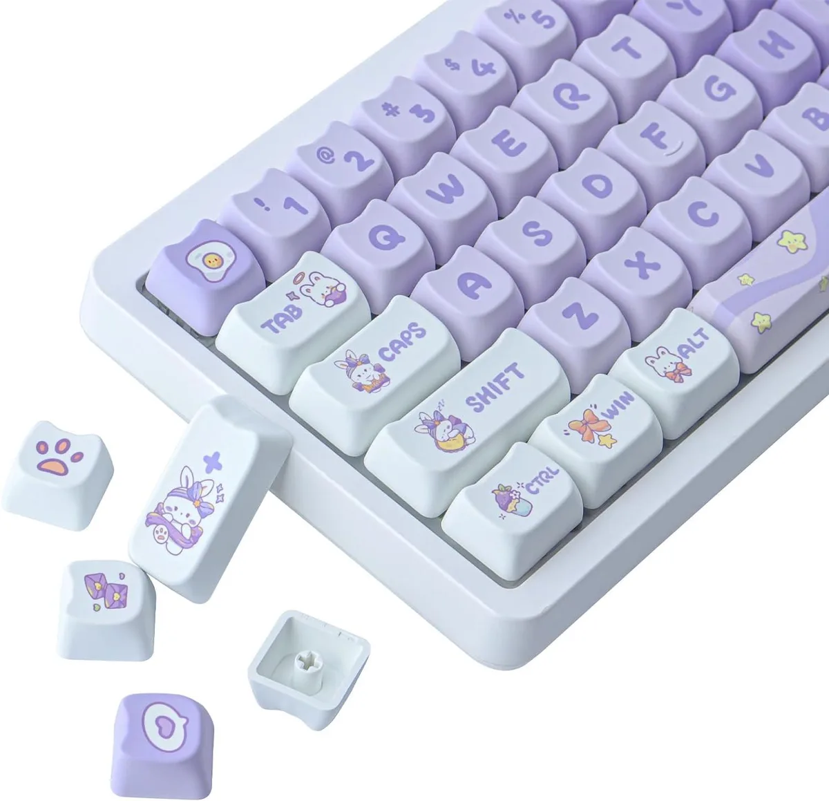 BFKK BFKK PBT Keycaps 142 Keys Purple Dream Bunny Mao Profile — product photo