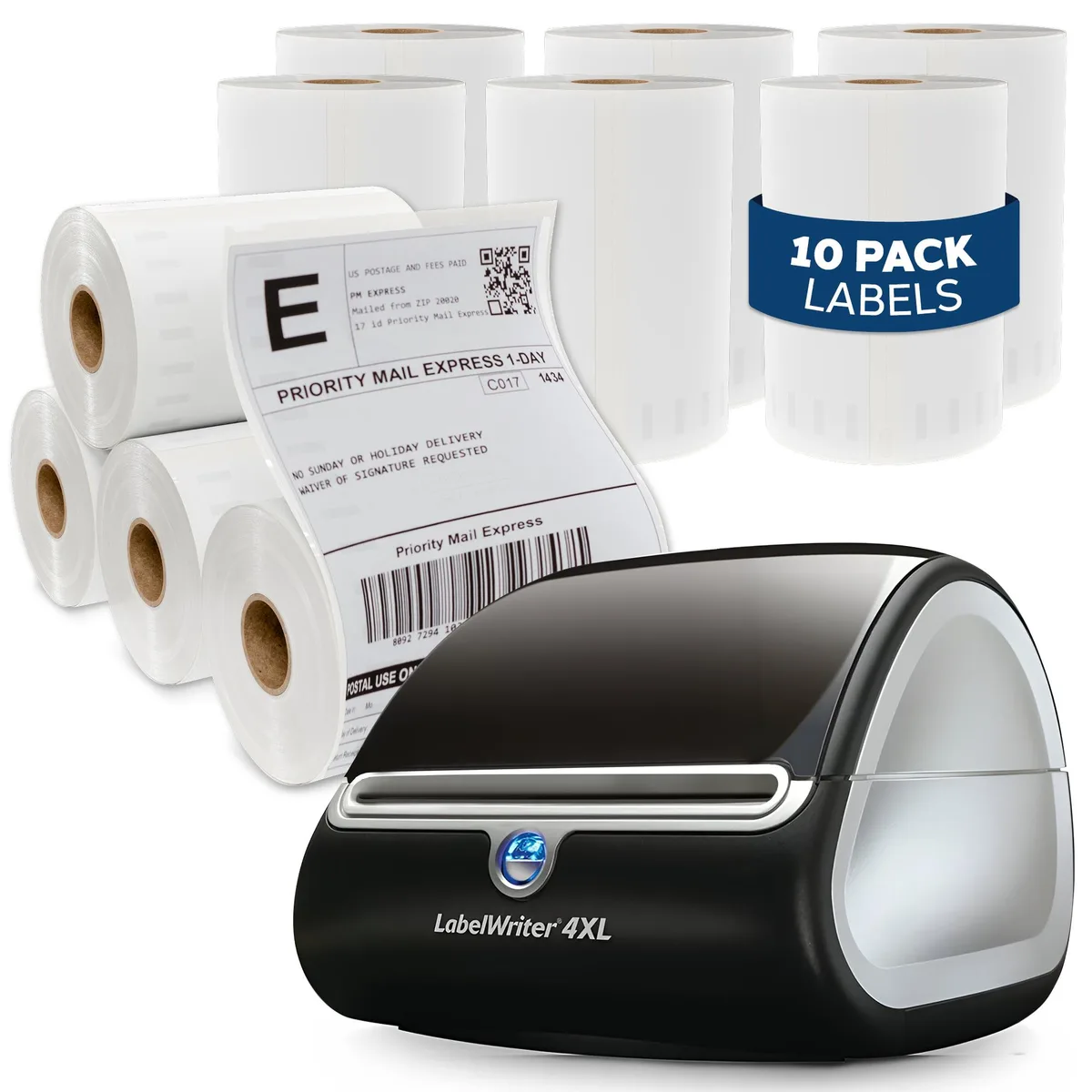 LabelMe LabelMe 4x6 Shipping Labels 2500 Labels 10 Rolls Dymo 4XL Compatible — product photo