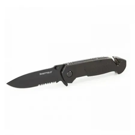 SHEFFIELD 12870 folding knife with pocket clip and textured grip