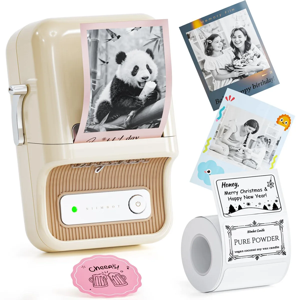 Compact white label printer with Bluetooth, 2 inch print width