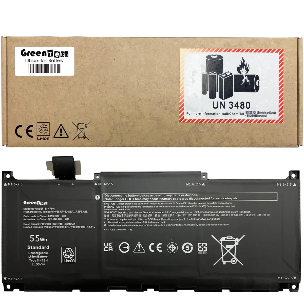 GreenTechLLC GreenTechLLC MN79H laptop battery for Dell XPS 13 9320 9340 9345 11.5V 55WHR — product photo