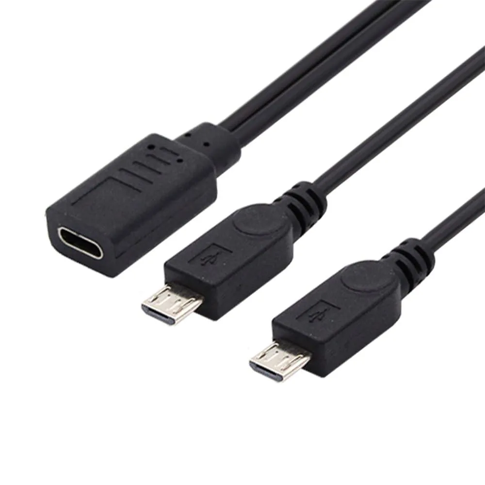 Fervit Fervit USB-C Female to Dual Micro USB Male Splitter Cable 30cm 32AWG — product photo