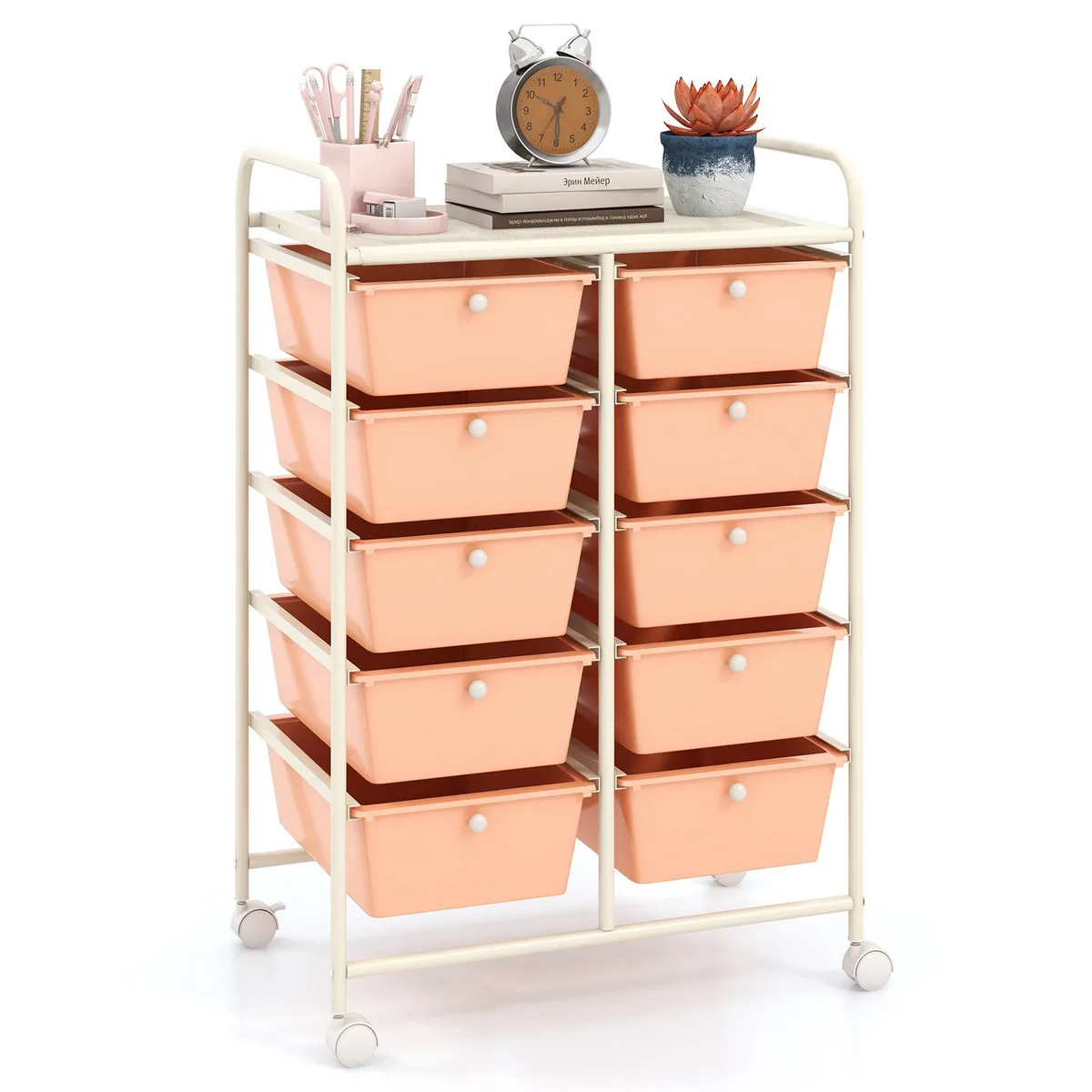 SlickBlue SlickBlue 10-Drawer Rolling File Cabinet Peach 26x14.5x34in — product photo