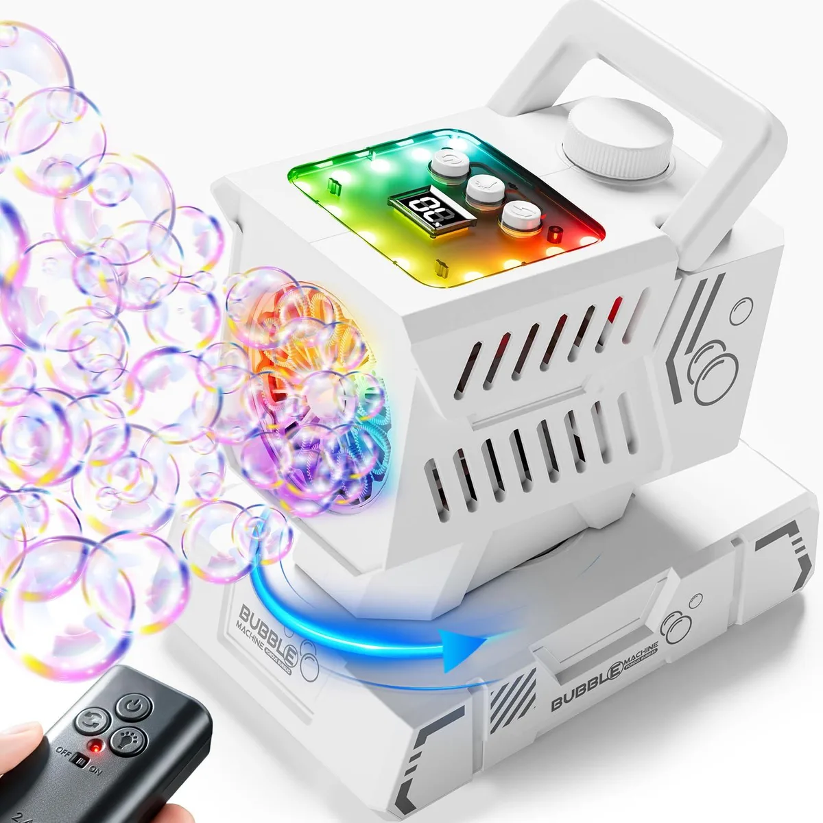 SHCKE Bubble Machine 11 RGB Lights 1800mAh Remote Control — product photo