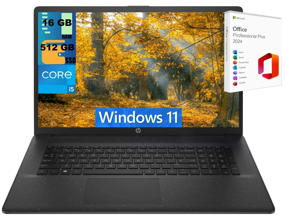 HP HP 17 laptop Core i5-1334U 10-core 16GB 512GB PCIe SSD 17.3" HD+ — product photo