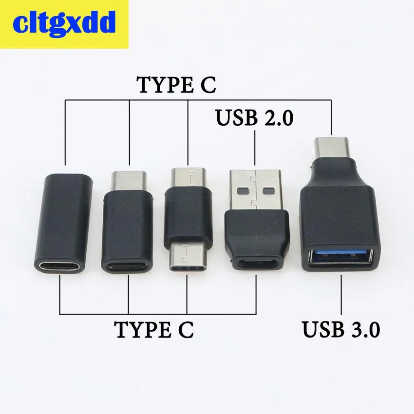 Black USB-C male to female OTG adapter cable, compact form factor