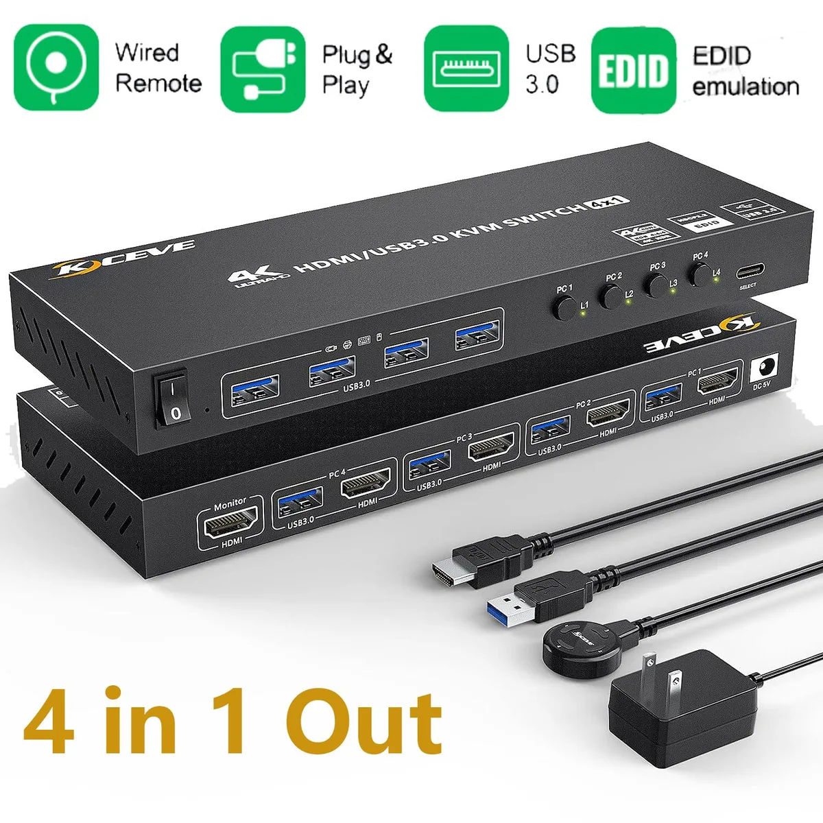 SMA SMA 4-Port USB 3.0 HDMI KVM Switch 4K@60Hz 2K@120Hz — product photo