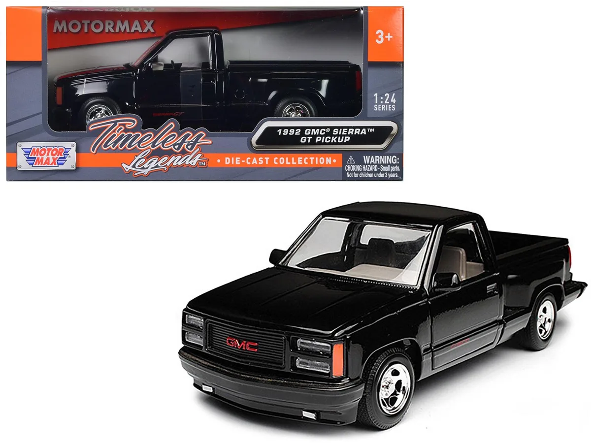 MOTORMAX MOTORMAX 1992 GMC Sierra GT Black Pickup Truck 1/24 Diecast Model — product photo