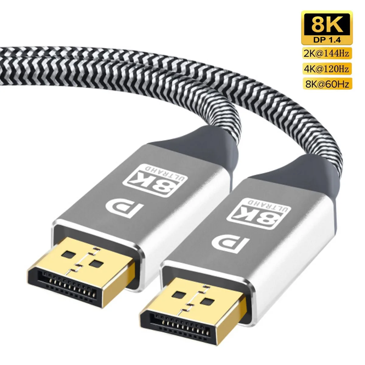 Jansicotek Jansicotek DP28 DisplayPort cable 6.6ft Silver — product photo