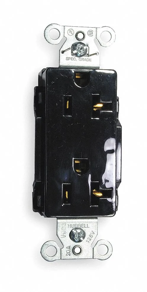 Hubbell Incorporated Hubbell Incorporated DR20BLK 20 A 125 V AC flush receptacle — product photo