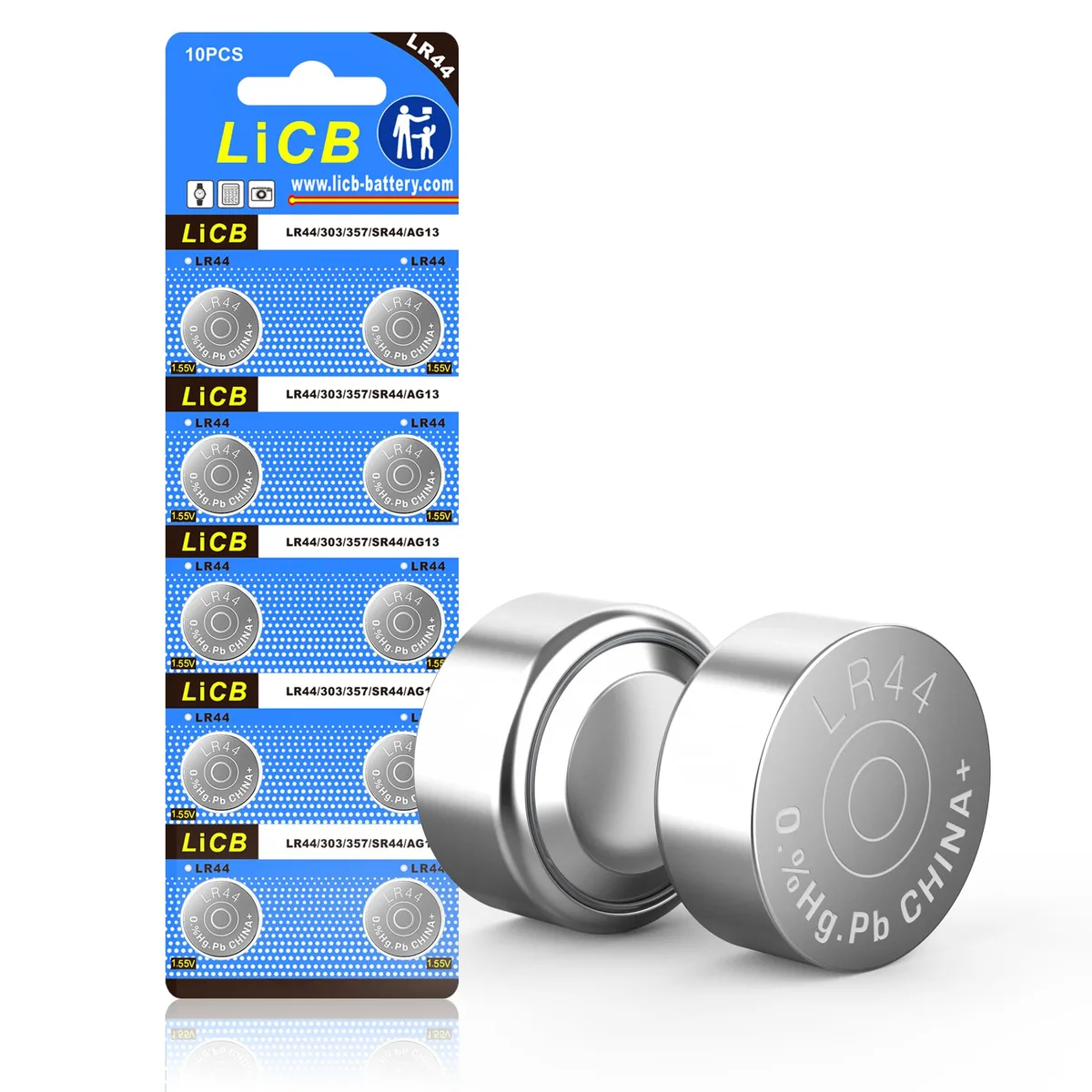 No Sew No Sew LR44 AG13 357 303 SR44 1.5V alkaline button cell batteries 10 pack — product photo