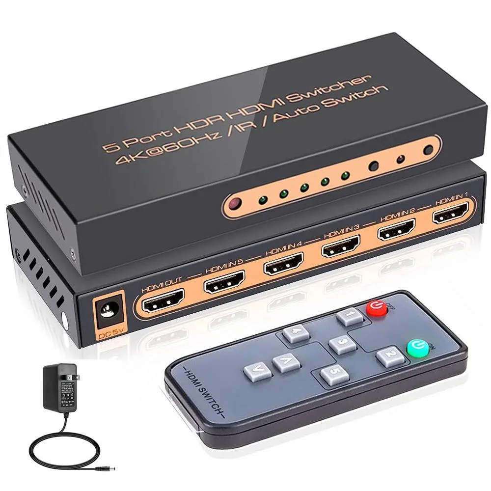 Hitoor Hitoor 4K 60Hz HDMI Switch 5 Port Black Upgraded Version — product photo