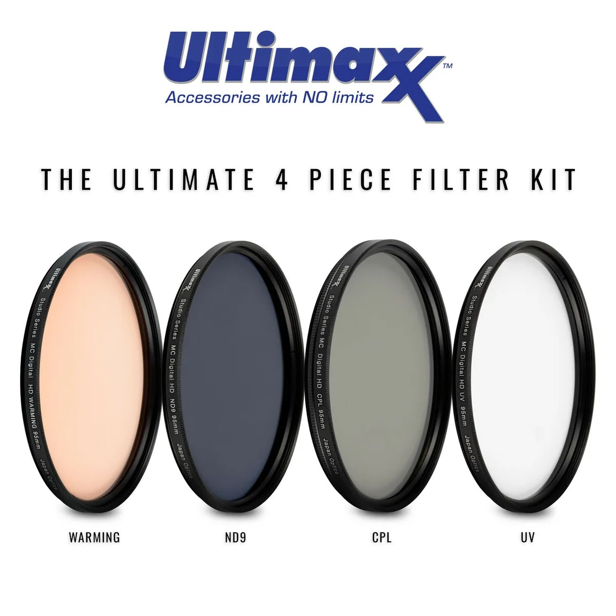 Ultimaxx Ultimaxx 95mm 4 Piece Filter Kit (UV, CPL, Warming, ND9) — product photo