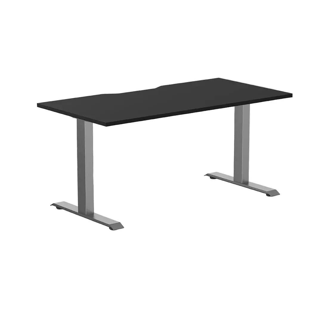 Desky Desky Zero Scalloped Laminate Office Desk Black Space Gray 59.1 x 29.5 in — product photo