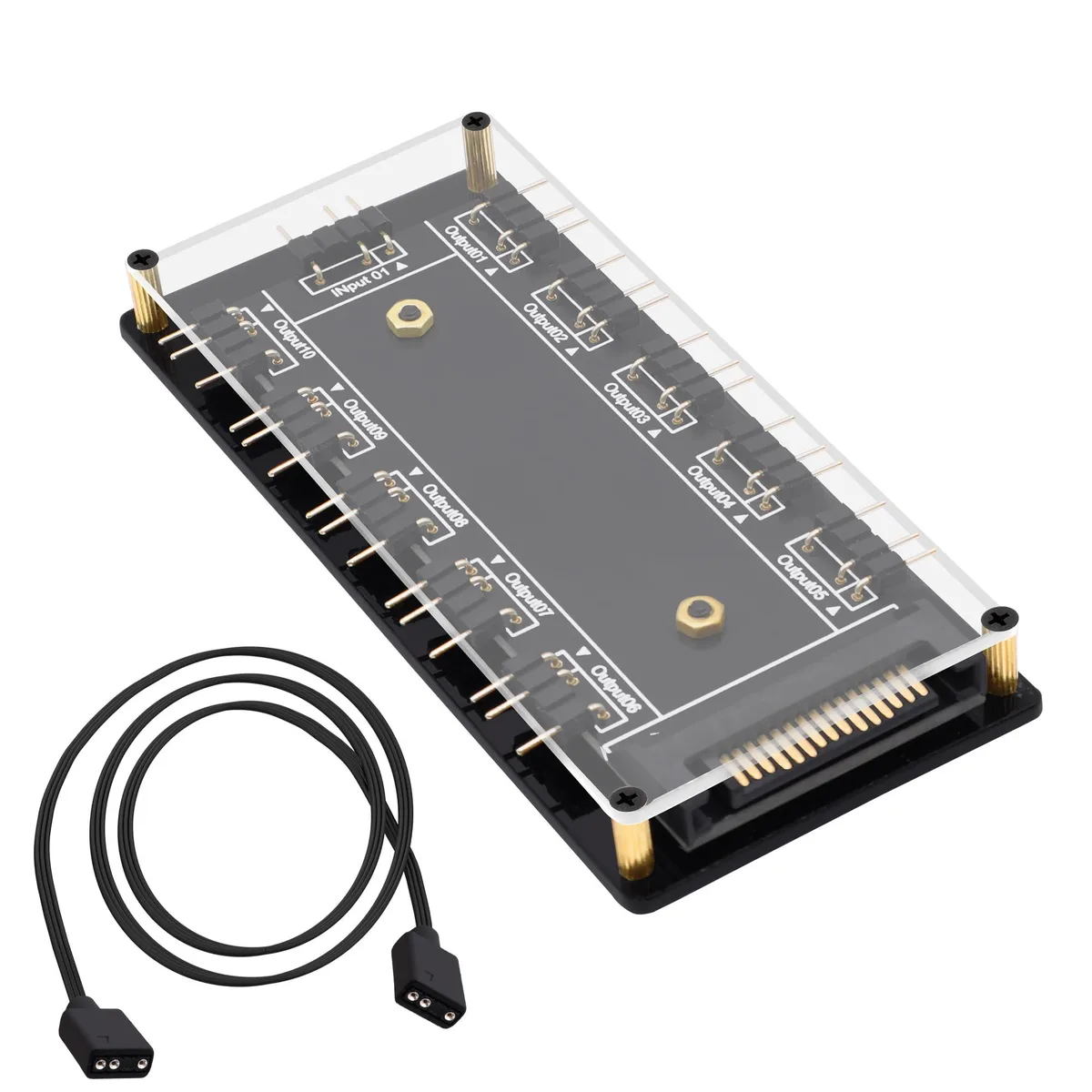 Cable Matters 5V 3PIN ARGB Hub 1 to 10 Way Splitter with SATA Power — product photo