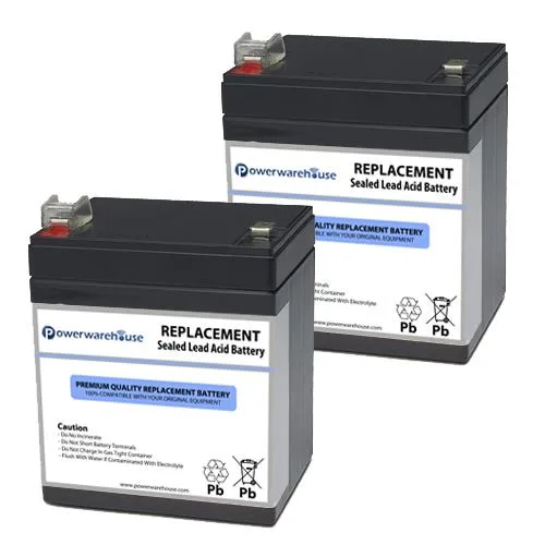 Two sealed 12 V lead-acid battery cartridges in a twin pack