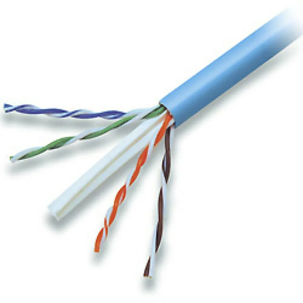 Blue bulk ethernet cable on a spool