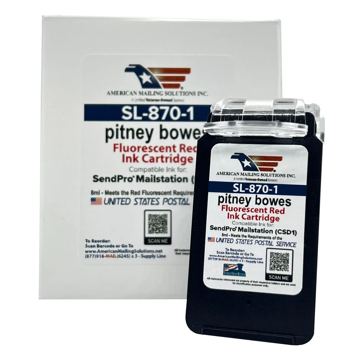 Pitney Bowes Pitney Bowes PB SL-870-1 Red Fluorescent Ink Cartridge — product photo