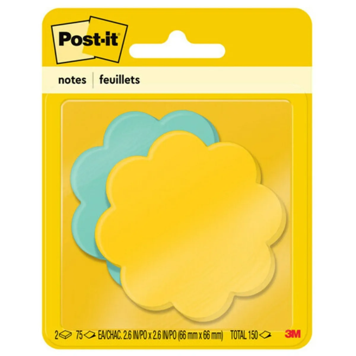 Daisy shaped sticky notes in assorted colours, pack of pads
