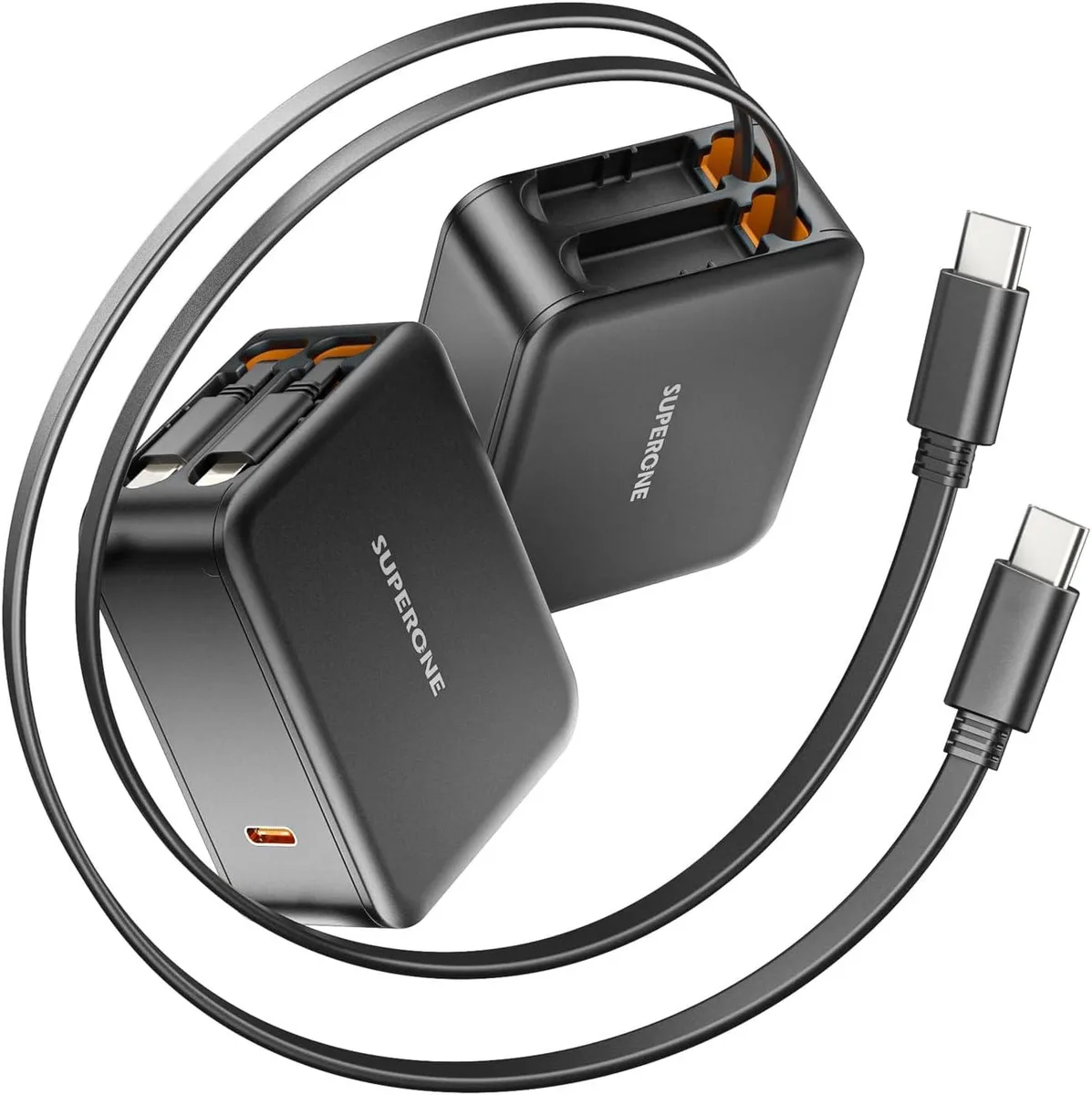 ONITOON ONITOON 62W Retractable Wall Charger with Dual Cables 3-Port USB-C Charger Block 35W Fast Charging — product photo