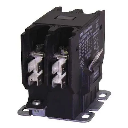 Compact grey contactor with terminal screws and 24V AC coil marking