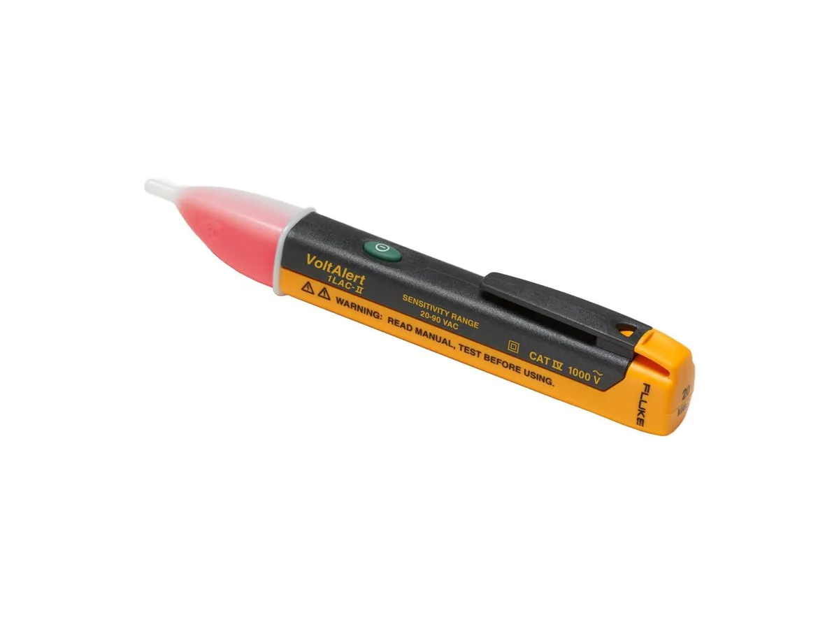 Yellow pen-style voltage detector with red tip and pocket clip