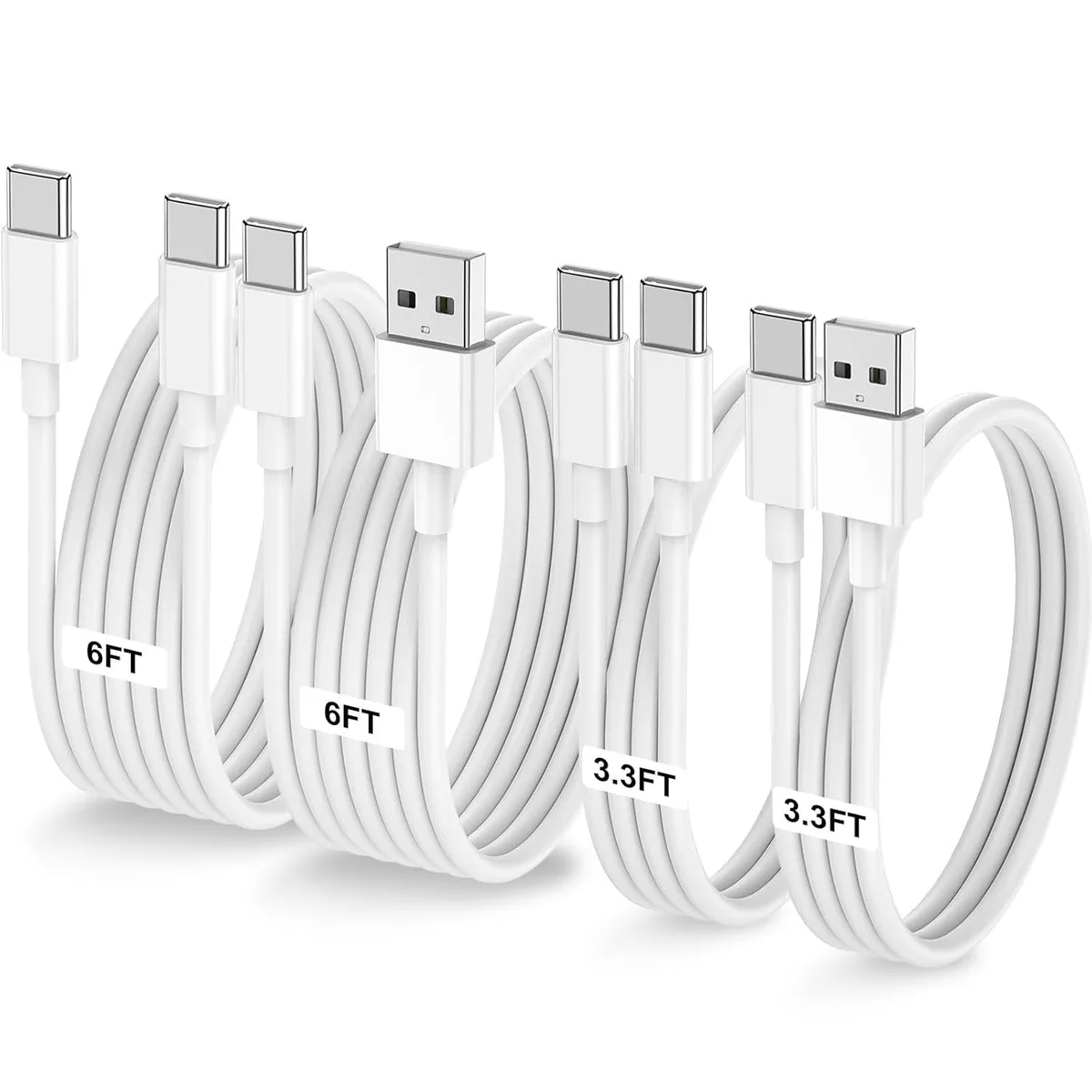 Hamzan Hamzan USB-C & USB-A Cable Kit 2×3.3 ft + 2×6 ft 60W — product photo