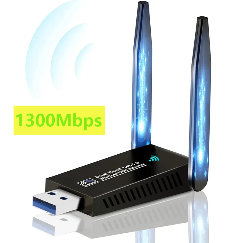 IHDAPP IHDAPP USB Wi-Fi Adapter 1300Mbps Dual 5dBi Antenna USB 3.0 — product photo