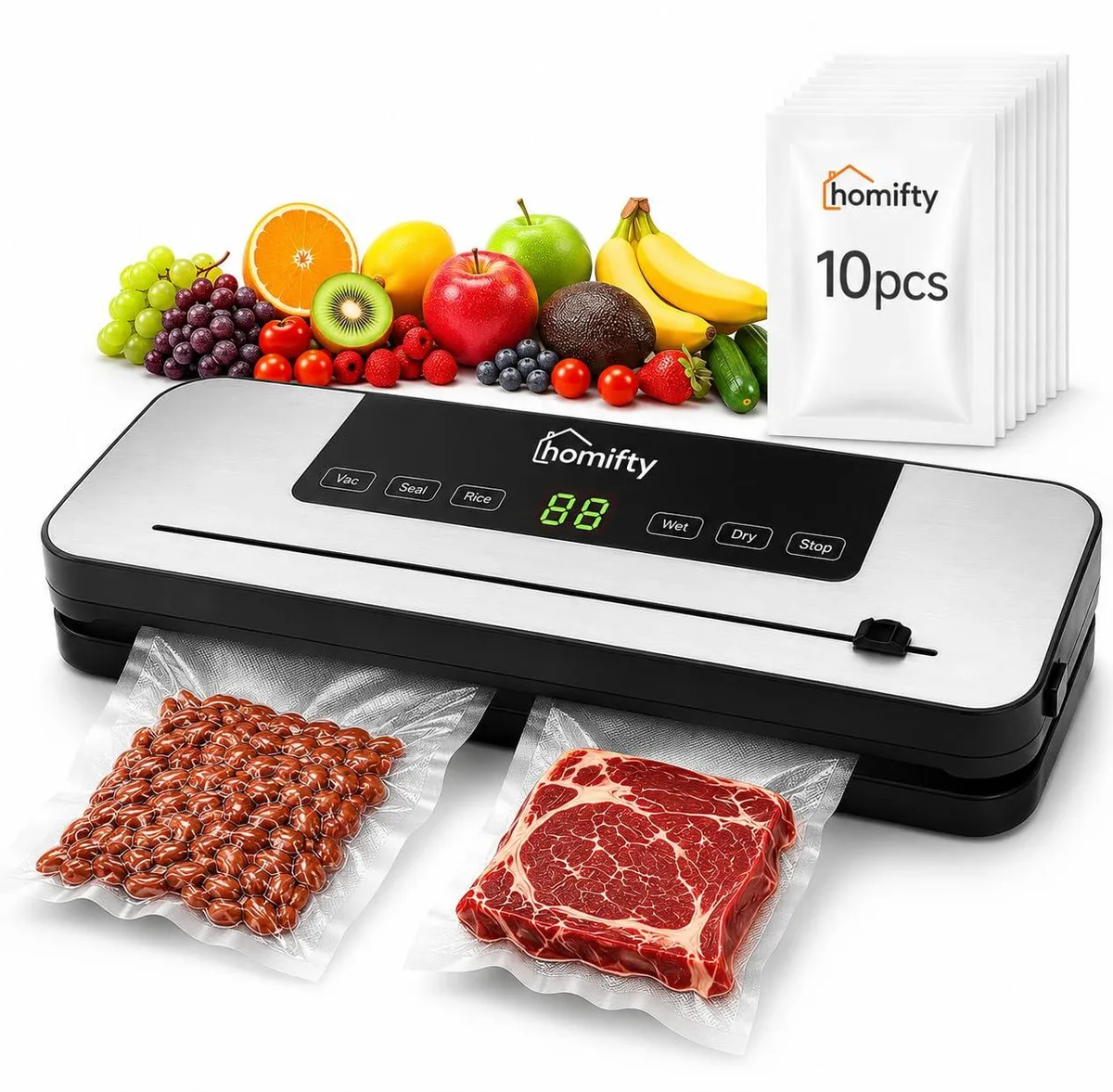  FoodSaver HOMIFTY Vacuum Sealer-2026 Starter Kit 10 Bags — product photo
