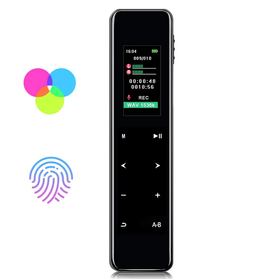 Corn Electronics Corn Electronics 16GB 1536kbps Touch Screen Voice Recorder Black — product photo