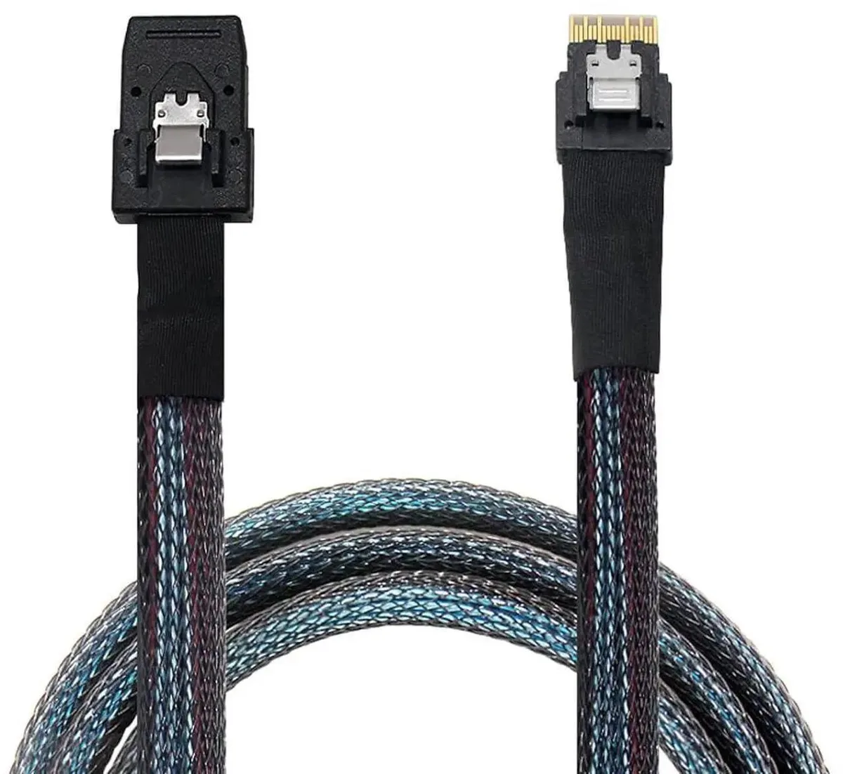 SMUGDESK SMUGDESK 2PCS Slim Line SAS 4.0 Cable SFF8654 4i 38Pin to SFF8087 4i 36Pin 1.6FT Black — product photo
