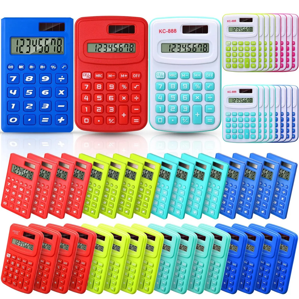  48 Pocket Calculators Bulk Mini 8 Digit Classic Colors — product photo