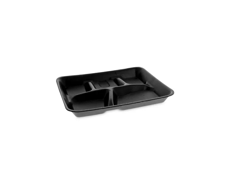 Pactiv Pactiv YTHB0500SGBX 5-Compartment Foam Trays 8.25 x 10.25 x 1 Black 500/Carton — product photo
