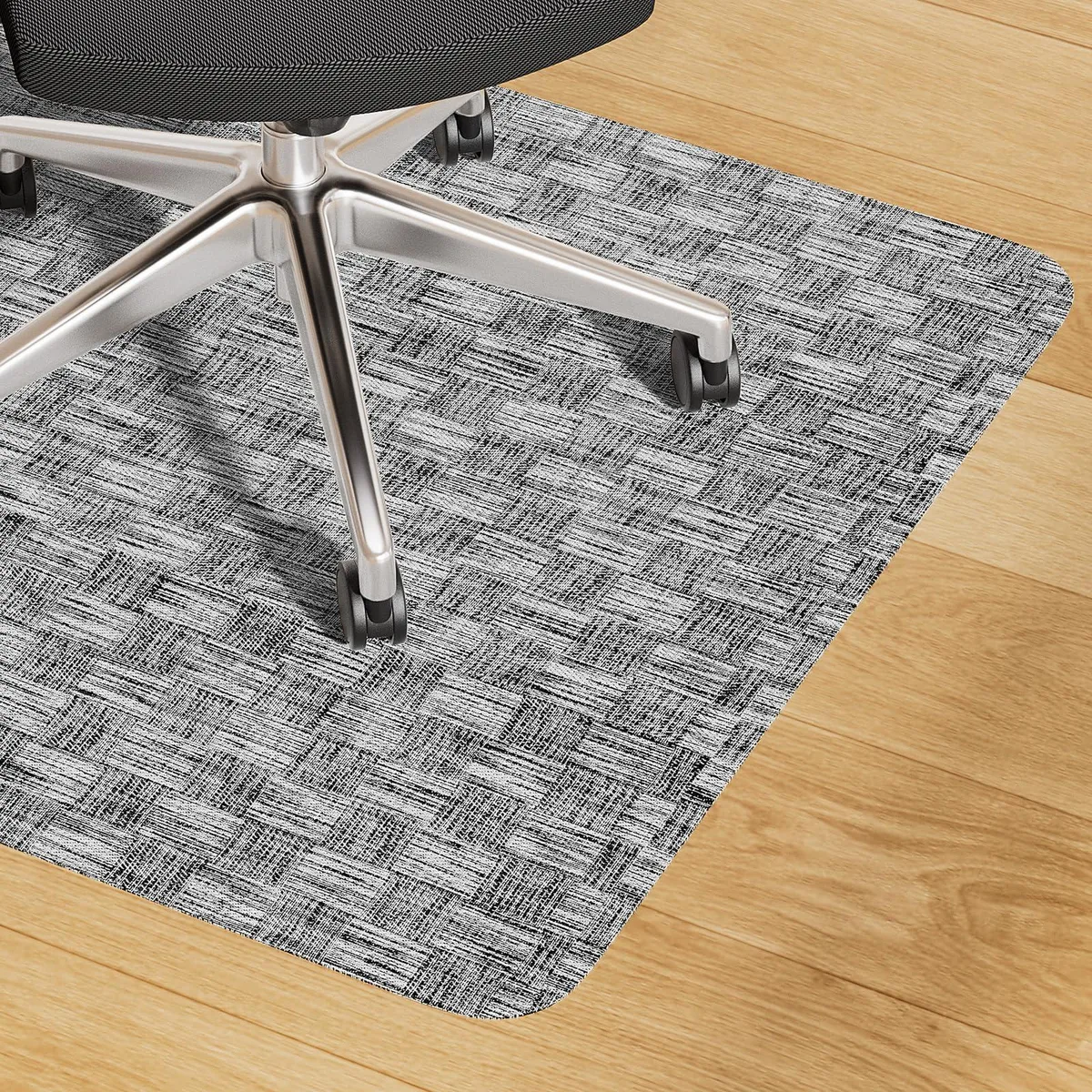 Lightgrey woven PVC mat, 30 by 48 inches, rectangular, textured surface