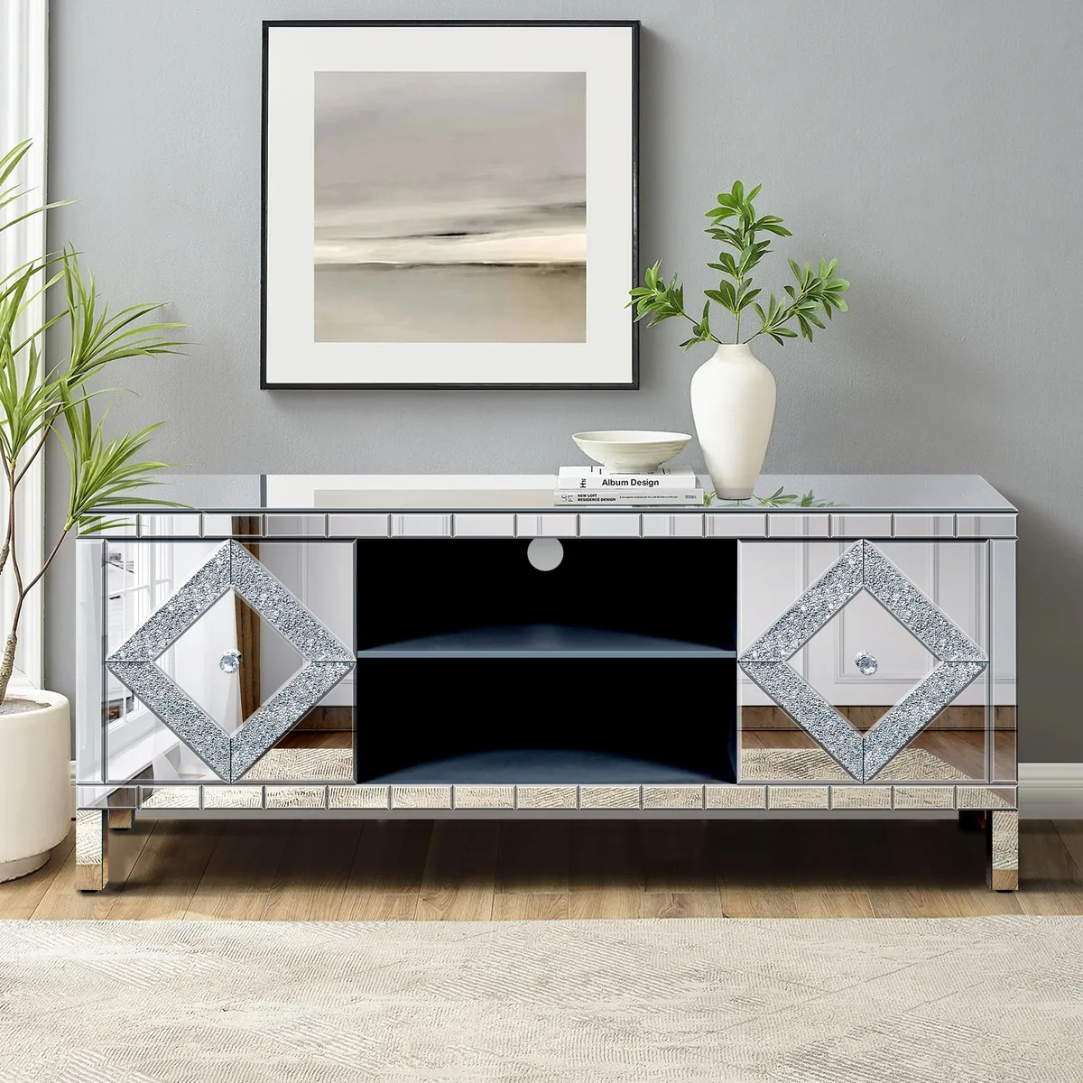 tuphen tuphen 47 Inch Mirror TV Media Console Silver — product photo