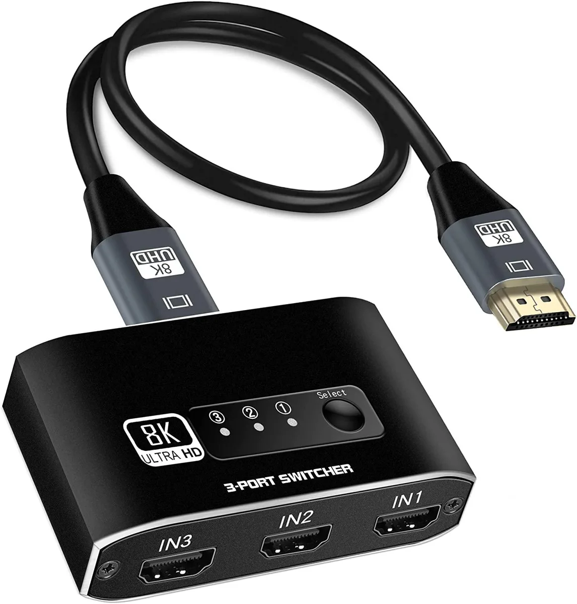 AUBEAMTO AUBEAMTO HDMI 2.1 Switch 3x1 8K@60Hz 4K@120Hz video switch — product photo