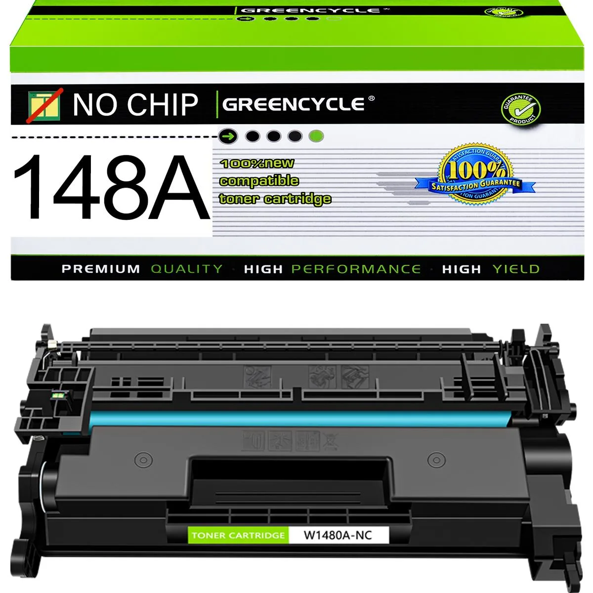 GREENCYCLE GREENCYCLE W1480A-NC Black Toner Cartridge No Chip 2900 Pages — product photo