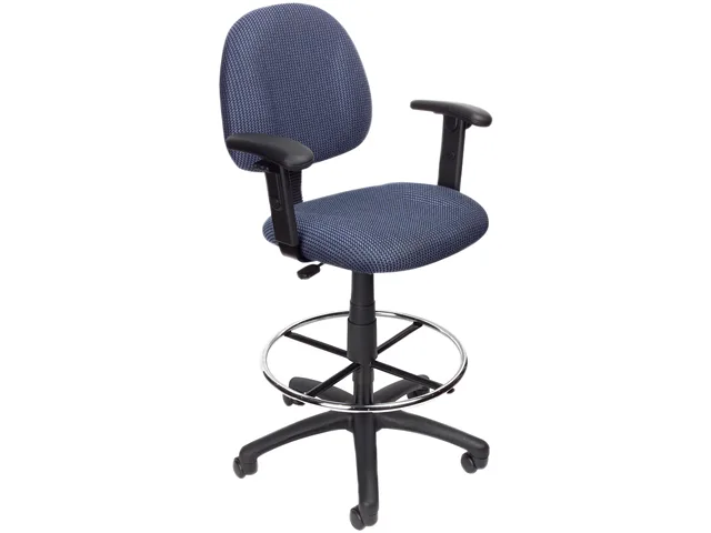 BOSS Office Products BOSS Office Products B1616-BE Blue Drafting Chair 20" Foot Ring 27" Base office furniture — product photo