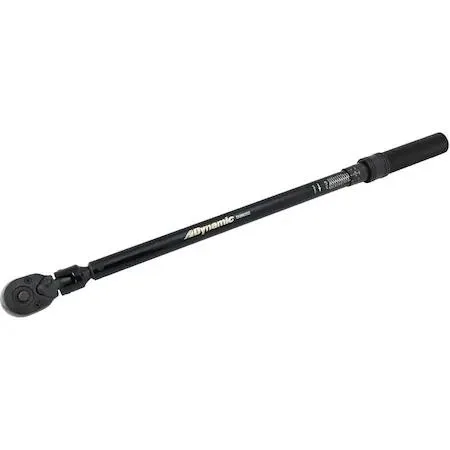 Silver 1/2-inch drive flex-head torque wrench with knurled aluminum handle