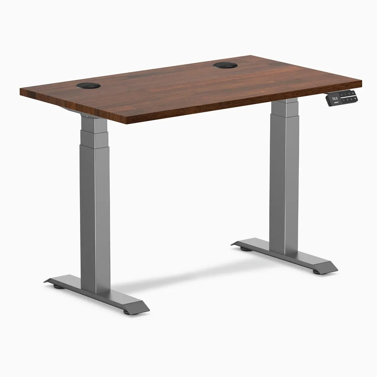 Desky Desky Dual Mini Rubberwood Sit Stand Desk Red Walnut 40 x 24 inches Space Grey — product photo