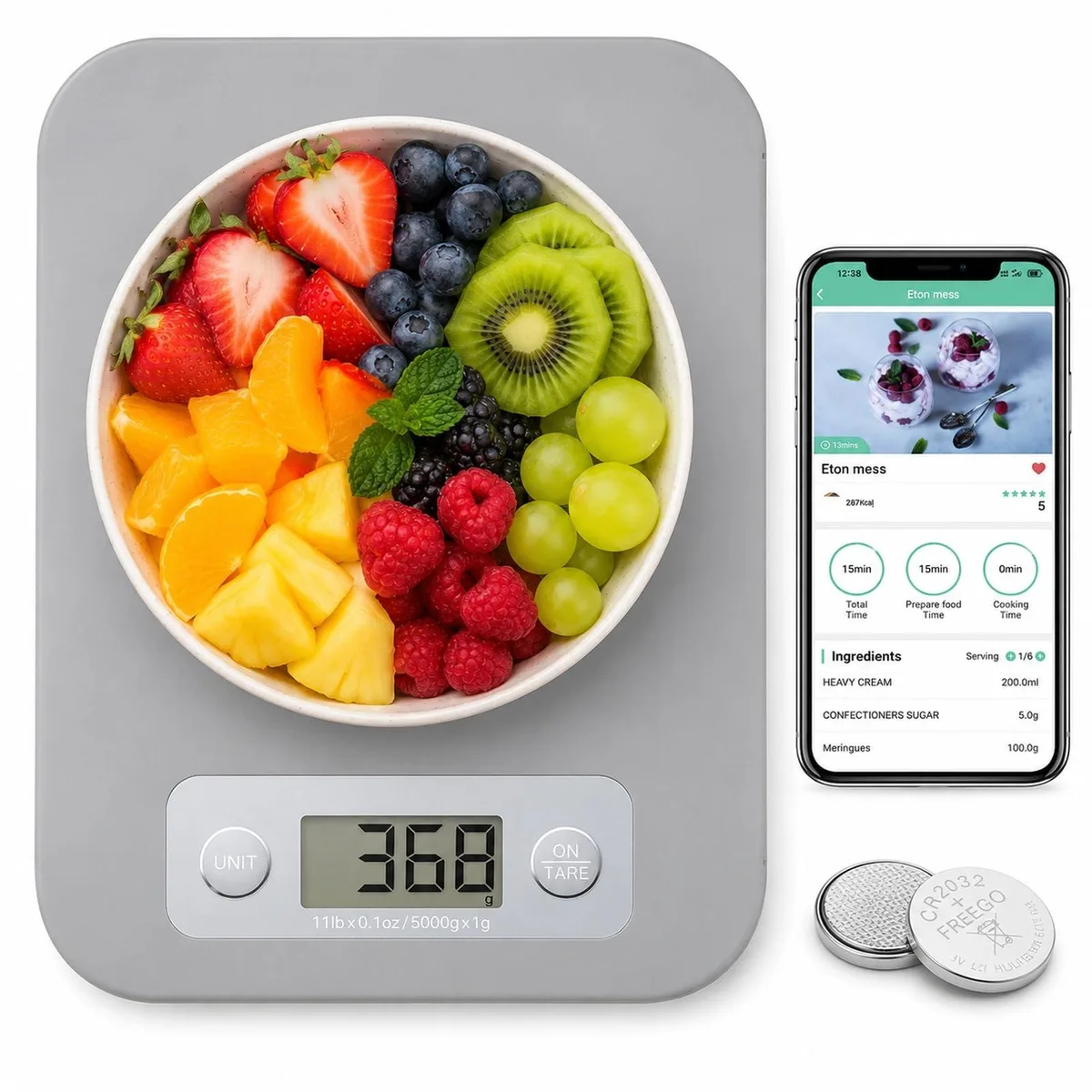 Yellow rectangular digital kitchen scale with a slim plastic body and a flat weighing surface