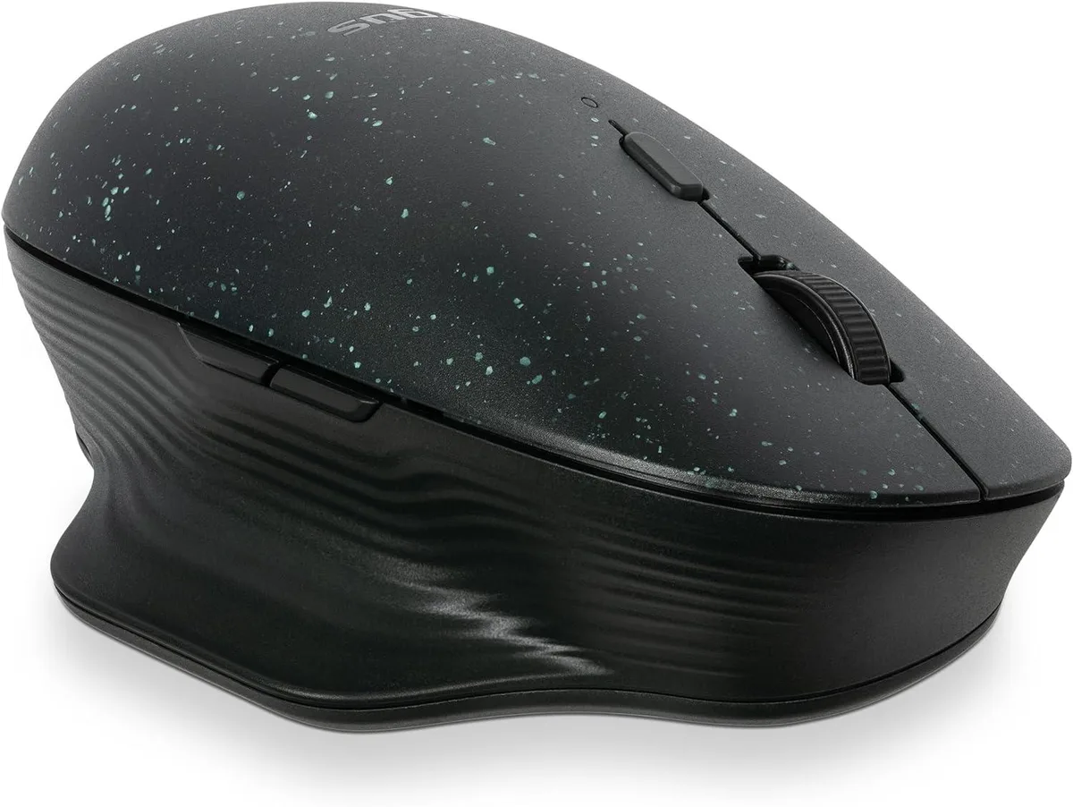 Black ambidextrous full-size wireless mouse with ergonomic flip design
