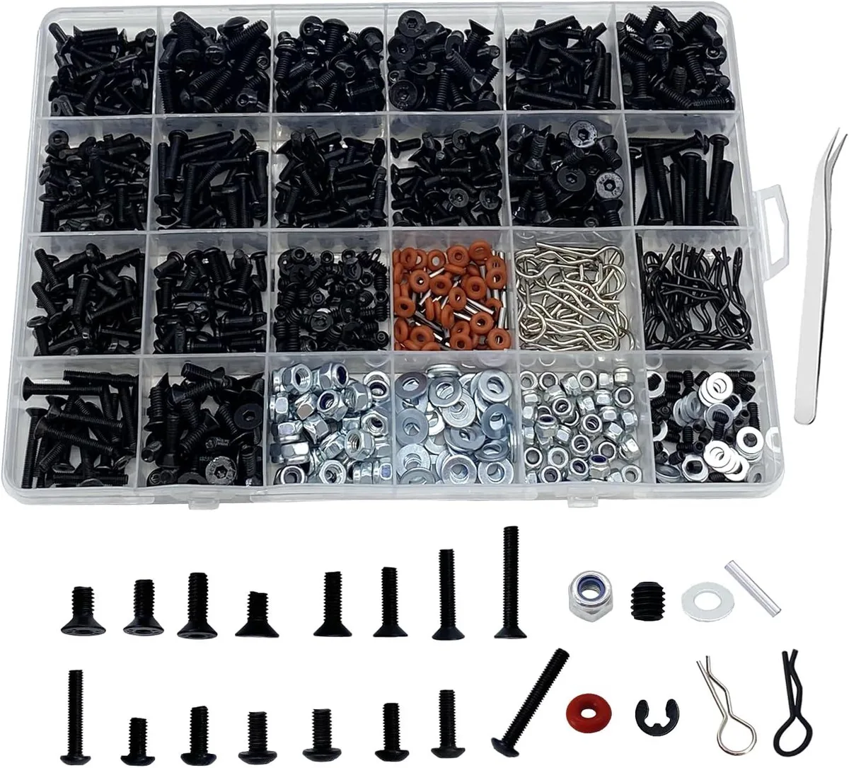 usbroway usbroway 1000pcs RC Screw Kit 24 sizes 7.48 in x 5.11 in — product photo