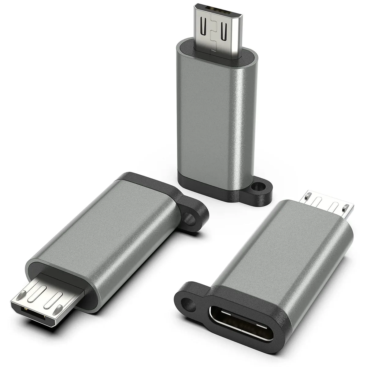 ULIFTUS ACFMM01G USB 2.0 to Micro USB converter, grey, 3-pack — product photo