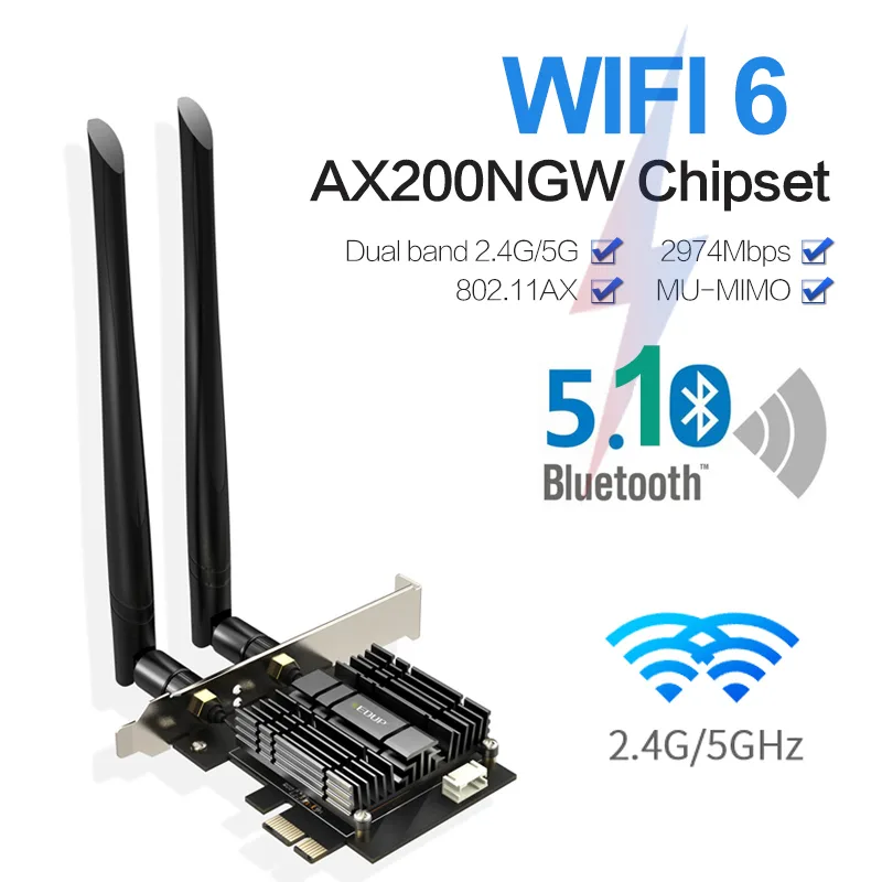 SMA SMA Wi-Fi 6 AX200 PCIe Adapter with Heat Sink — product photo