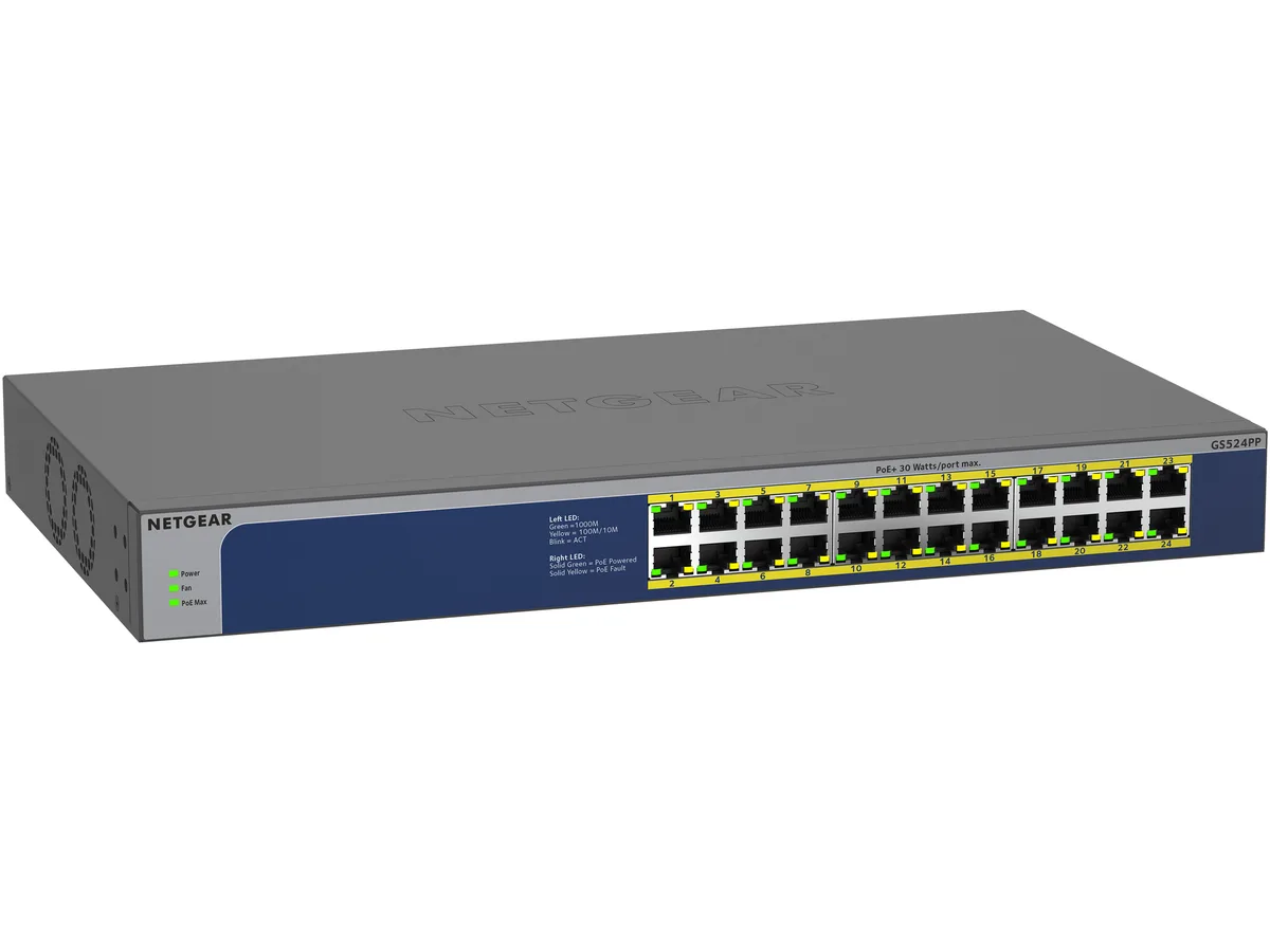 Netgear Inc. Netgear Inc. GS524PP-100NAS 24-port Gigabit PoE+ network switch (300W) — product photo