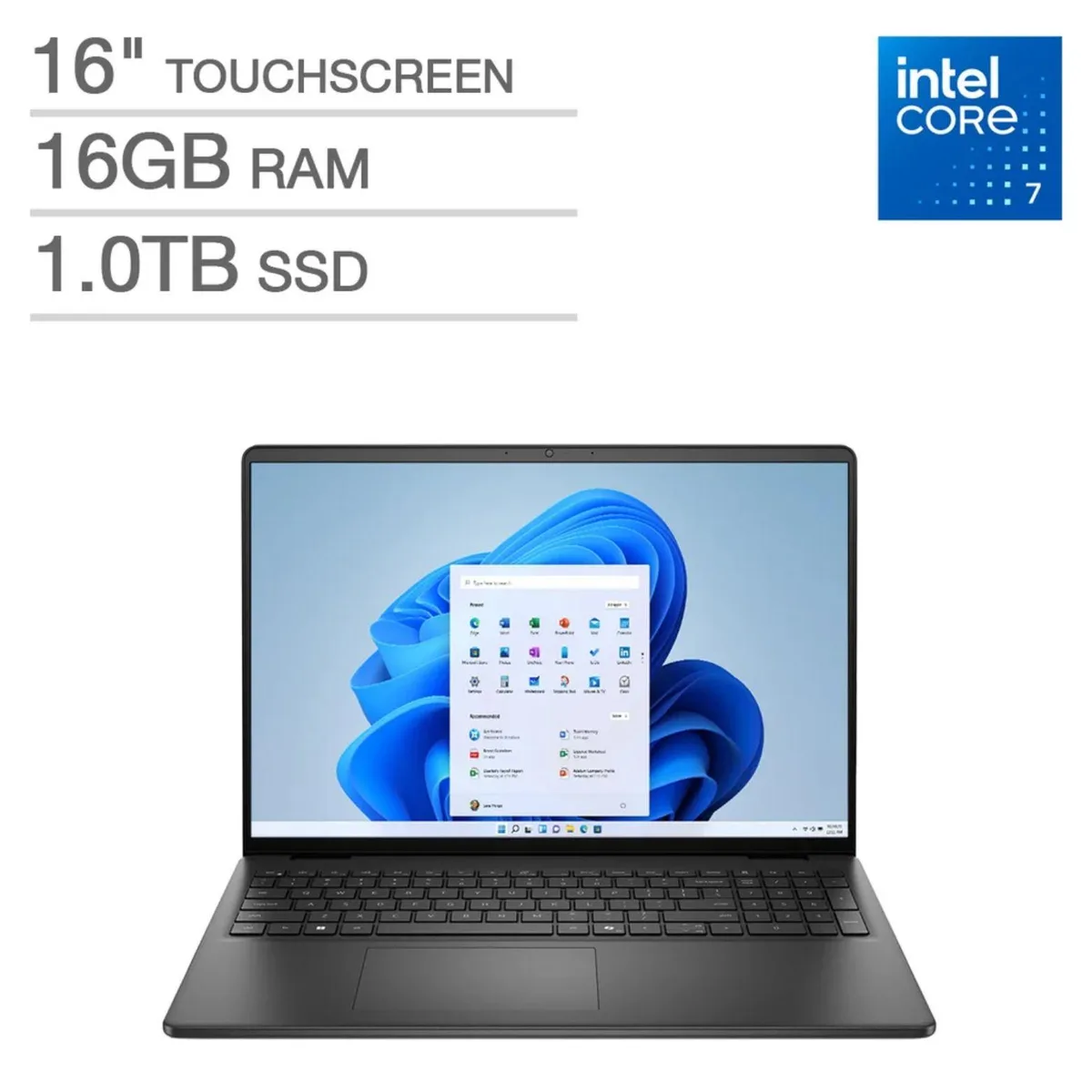 DELL DELL LDC16250-7278BLK-R laptop Intel Core 7 150U 10-core 16GB DDR5 1TB NVMe 16.0" FHD+ Touch — product photo
