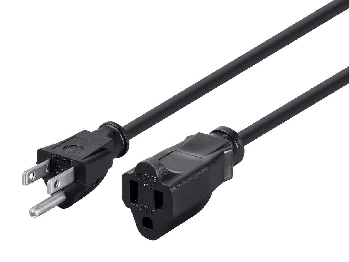 Monoprice 105296 1ft 16AWG Power Extension Cord 13A NEMA 5-15P to 5-15R Black — product photo