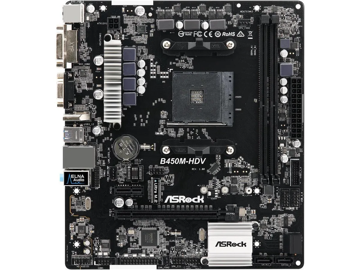 ASRock ASRock B450M-HDV AM4 AMD motherboard — product photo