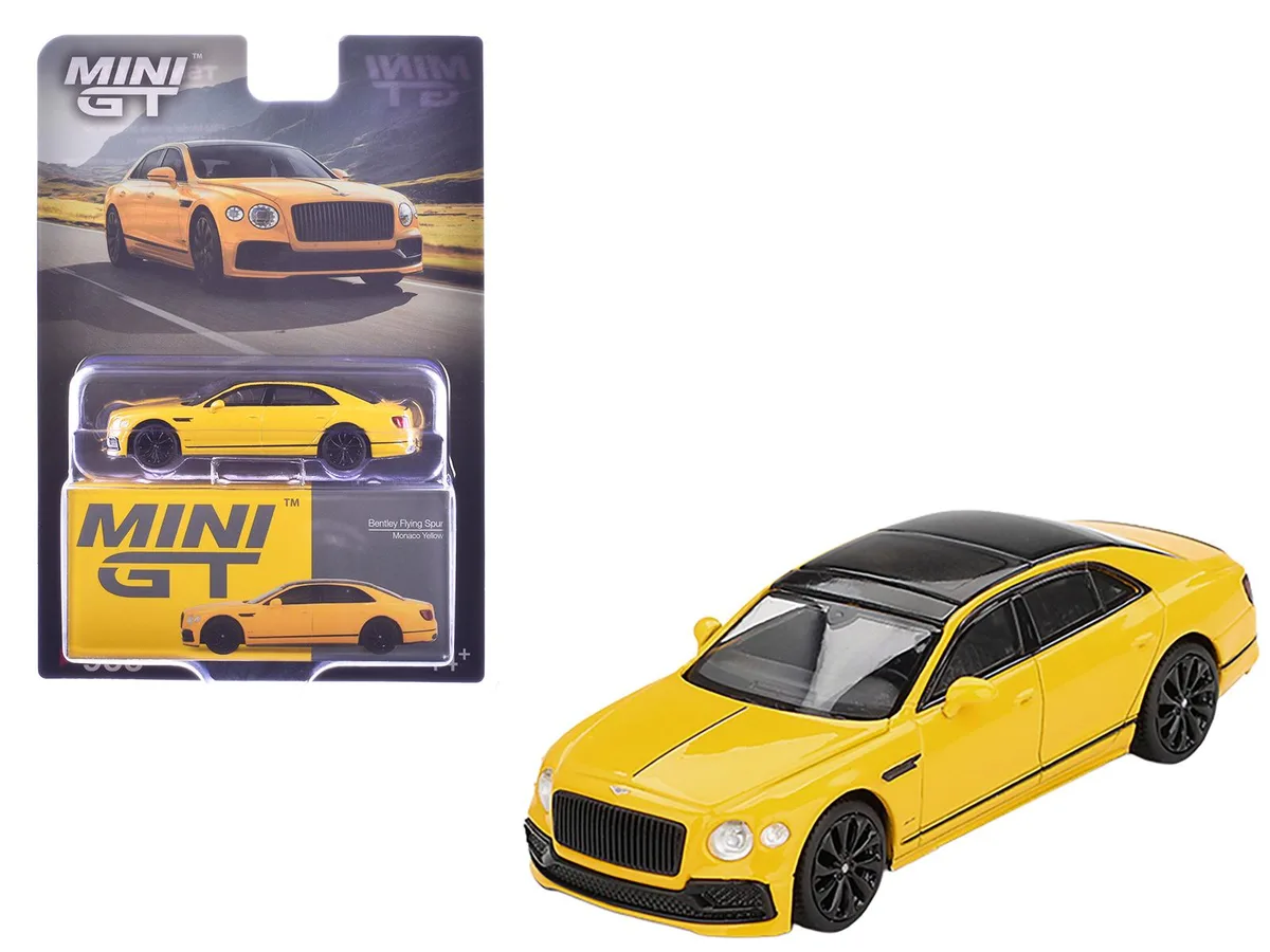 Mini GT Mini GT Bentley Flying Spur Monaco Yellow Black Top Limited Edition 1/64 hobby collectible — product photo